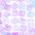 Primer plano detalle de cuentas de flores acrilicas translucidas para joyeria artesanal. - Rosa-azul gradiente efecto gelatina