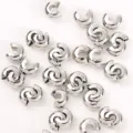 Silver color C shaped beads crimp covers crescent moon DIY jewelry making accessories 4mm - 4mm / Real Gold Plated
