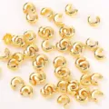 18K gold plated 4mm open crescent crimp beads cover for DIY jewelry making and closing. - 4mm / 18K Gold Plated (Real Gold Finish)