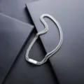 Collier double en acier titane pour hommes, bijoux tendance et élégants en argent pour le quotidien. - Chaîne Cubaine Simple Rang (L533-A)