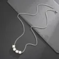 Minimalist titanium steel silver necklace with four chic cube pendants for daily wear. - Box Chain / 55+5cm / Steel
