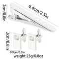 Men's silver tie clip and cufflinks set with crystal accent, business suit accessories. - Tie Clip and Cufflinks Set (AD2087)