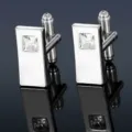 Detailed view of alloy square crystal cufflinks, elegant business suit shirt accessories. - Cufflinks Only (B1243)
