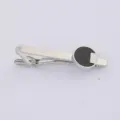 Pince à cravate en métal argenté pour homme, accessoire de chemise élégant au design rond. - Style Rayure Disque Rond Sable Noir Argenté (T1028)