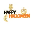 Halloween enamel gold brooch with owl pumpkin design, perfect spooky festival accessory. - Gold Owl Pumpkin Letters Style (C2743-2)