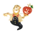 Halloween Ghost Brooch Rhinestone Enamel Cute Pumpkin Pin Fashion Party Jewelry Gift - Gold Base Rhinestone Pumpkin Ghost Style (C2743-4)