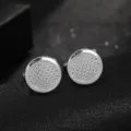 Silver-tone round cufflinks with woven mesh texture, elegant men's business shirt accessory. - Pair of Cufflinks (B1478)