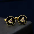 Men Gold Black Freemason Cufflinks Luxury Business Suit Shirt French Cuff Links Accessories - Pair of Cufflinks (B1445)