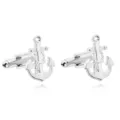 Silver anchor cufflinks for men, classic nautical design, elegant business accessory. - Anchor Cufflinks / One Pair