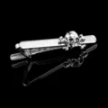 Silver skull tie clip for men, polished metal gothic punk business fashion suit accessory. - Skull Tie Clip / 1 Piece