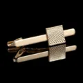 Elegant gold-tone men's tie clip featuring a textured square accent for formal wear. - Regular Tie Clip (T1110)