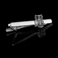 Silver metal tie clip featuring a detailed owl design, perfect for men's formal business wear. - Owl Tie Clip / 1 Piece