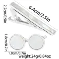 Silver tone tie clip and cufflinks set with white mother of pearl inlay for business men. - Tie Clip and Cufflinks Set (AD2079)