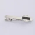 Pince a cravate en metal argente pour homme chemise d affaires elegante accessorie mode - Style Rayure Mate Noire Ronde Argentée (T1032)