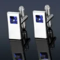 Classic silver tone metal cufflinks with square blue gemstone for men business shirts. - Cufflinks Only (B1241)
