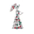 Elegante Strass Regenschirm Dame Brosche Legierung Kristall Mode Schmuck Geschenk - Silber Regenschirm Dame Stil (C2741-17)