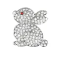 Crystal rabbit brooch pin sparkling rhinestone fashion animal lapel accessory women - Silver Realistic Rabbit Style (C2731-19-SI)