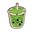 Mignon Grenouille Boba Thé Émail Épinglette Métal Badge Vêtement Accessoire Broche Cadeau - Style Tasse Thé Boba Grenouille (C2818-9)