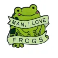Jolie broche émail grenouille drôle badge en métal accessoire de vêtement vert chic - Style Slogan Ruban Grenouille (C2818-8)