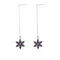 Elegant long silver chain drop earrings featuring purple marquise crystal flower pendants for women. - Silver Purple Marquise Flower Style (F1570-16)