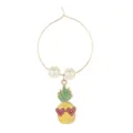 Gold-tone metal wine glass charm featuring faux pearls and a cute pineapple pendant for parties. - Sunglasses Pineapple Style (Z1346-8)