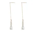 Long gold chain tassel rhinestone drop earrings, elegant dangle earrings for women daily wear. - Gold Multi Drop Gem Style (F1570-3)