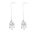 Silver rhinestone long tassel thread earrings for women stylish fashion drop earrings - Silver Line Rhombus Pendant Style (F1570-4)