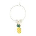 Gold wine glass charm ring with faux pearls and pineapple pendant for party drink marker accessory - Pineapple Style (Z1346-3)