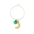 Wine glass charm ring with green bell and yellow banana pendant for party goblet identification - Banana Style (Z1345-1)