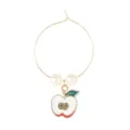 Elegant wine glass charm featuring pearls and a cute apple pendant for party identification. - Apple Style (Z1346-4)
