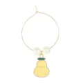 Cute fruit wine glass charm with pearls, gold hoop marker for stemware party drink identification - Pear Style (Z1346-5)
