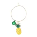 Pineapple wine glass charm identifier with green bell, metal goblet marker ring for parties. - Pineapple Style (Z1345-3)