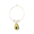Gold wire wine glass charm with pearls and cute avocado pendant for goblet party drink. - Avocado Style (Z1346-6)