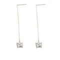 Elegant long chain tassel earrings with sparkling crystal pendants for women fashion jewelry. - Gold Double Oval Gem Style (F1570-10)