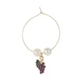 Gold metal wine glass charm with white faux pearls and cute purple grape pendant for party. - Grape Style (Z1346-9)