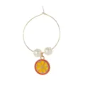 Gold-tone wine glass charm with pearls and citrus fruit pendant, perfect party drink marker. - Citrus Slice Style (Z1346-10)