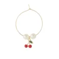Gold metal wine glass charm ring with white faux pearls and cute cherry pendant decor. - Cherry Style (Z1346-11)