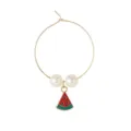 Gold wine glass charm with faux pearls and watermelon pendant, elegant drink marker for parties. - Watermelon Style (Z1346-14)