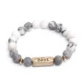 Natuursteen kralen armband yoga energie armband met gegraveerde best metalen bedel sieraden - Gradiënt Kralenarmband (G1168-2) / Grijs (G1168-2)