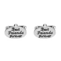 Silver alloy oval cufflinks with Best Friends Forever engraved text, stylish suit shirt accessories. - English Alphabet Series Style (B1155)