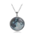 Fashionable starry sky luminous gemstone pendant necklace with silver chain for women. - A2047