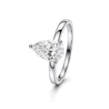 Minimalist 925 silver pear cut moissanite solitaire ring, elegant minimalist jewelry style. - FDJZ-506 - White Gold - 5*8mm Moissanite