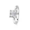 Silver Asscher cut solitaire ring detail view, elegant minimalist jewelry for women. - Size 5 / FDJZ-501 - White Gold - 6mm Moissanite