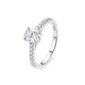 Elegant S925 Sterling Silver 5x7mm Oval Moissanite Ring Paved Zircon Engagement Jewelry - FDJZ-510 - White Gold - 5*7mm Moissanite