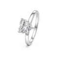 Close-up detail of the S925 sterling silver ring featuring a sparkling heart-cut gemstone. - Size 5 / FDJZ-500 - White Gold - 6.5mm Moissanite