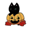 Cute Halloween black cat pumpkin fridge magnet, creative enamel decorative pin for home. - Black Cat Pumpkin Style (BXT0009-3)