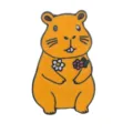 Cute cartoon capybara enamel pin brooch for backpack clothing decoration and trendy gifts. - Holding Flower Style (C3029-1)