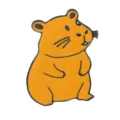 Cute cartoon animal enamel pin, orange metal brooch for backpack and clothing decoration. - Frontal Squatting Style (C3029-2)