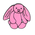 Detailed shot of cute pink bunny enamel pin, glossy metal brooch, kawaii rabbit accessory. - Pink Lop Eared Bunny Style (C3044-6)