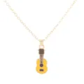 Gold guitar pendant necklace, alloy fashion jewelry accessory with yellow enamel finish. - Yellow Guitar Style (A3361-2)